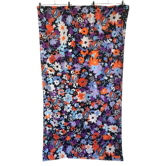 Slowtide Grateful Dead Beach Towel Flowers Stealie Skulls Purple 100% Cotton - Picture 1 of 8